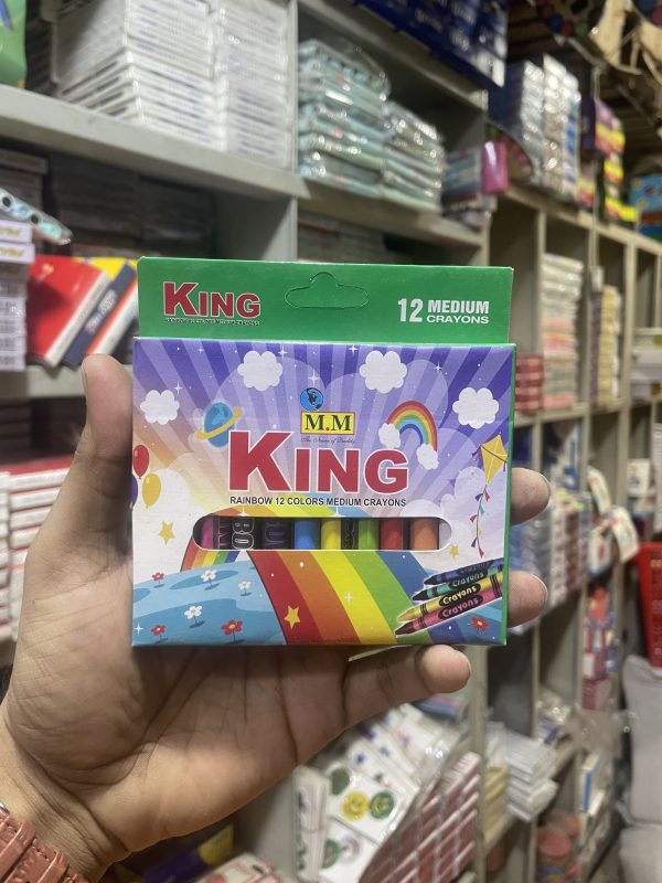 King Wax Crayons | 12 Vivid Colors (Medium Size)
